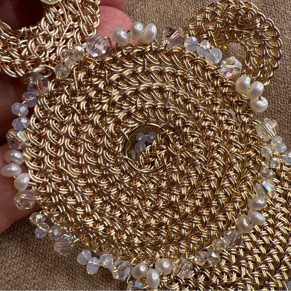 LPL creations freshwater pearls crystals,14 laminated yellow gold earrings nwot - Picture 11 of 12